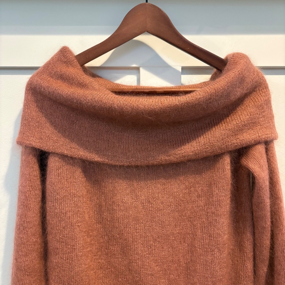Rag & Bone Mimi Off The Shoulder Sweater Medium Rose Mohair Silk - Picture 4 of 12